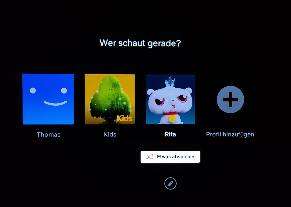 Startbildschirm von Netflix auf dem TV