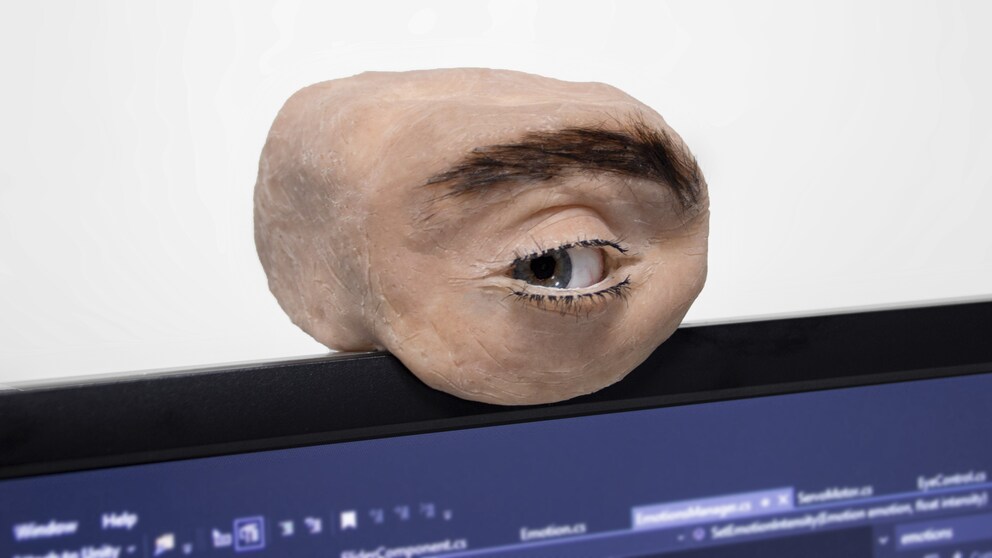 Die Eyecam kann das Gegenüber mit ihrem Webcam-Auge verfolgen
