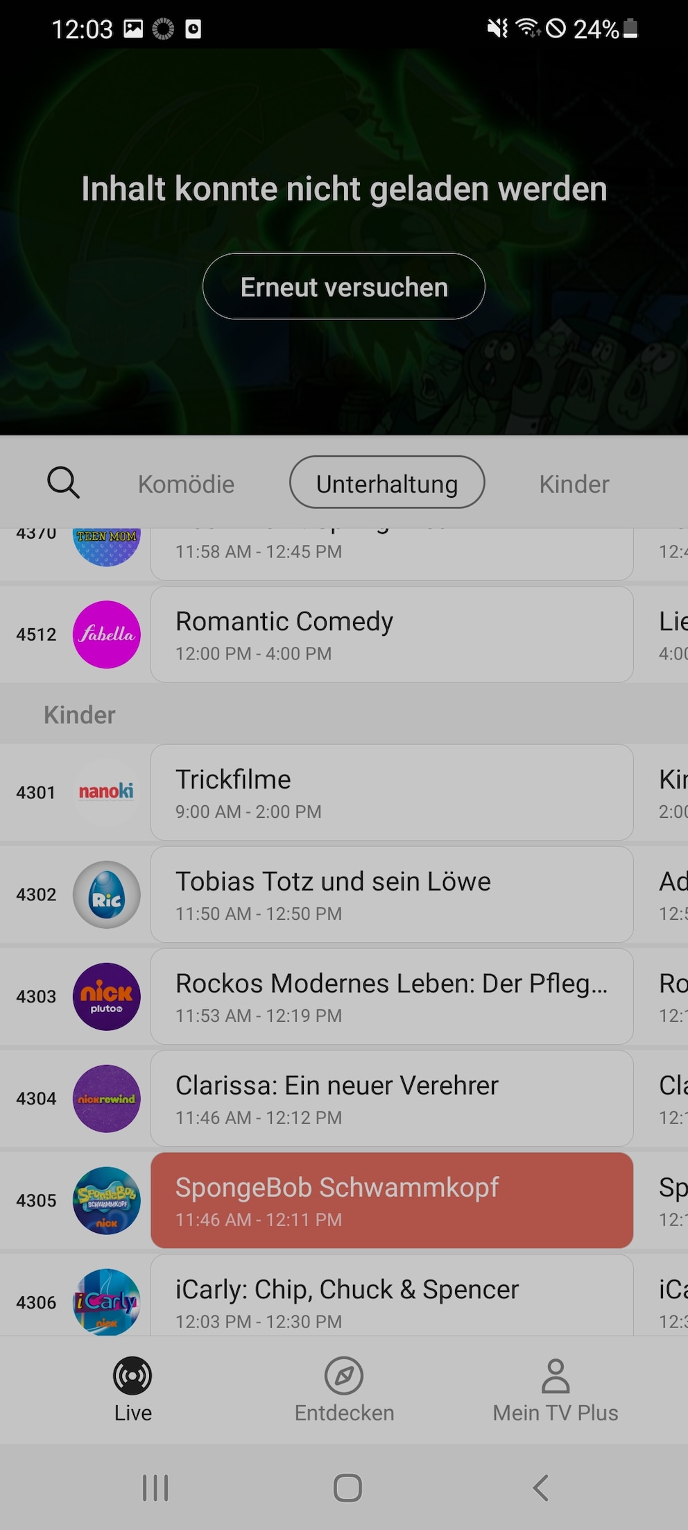 Samsung TV Plus erfordert Registrierung für einige Kanäle