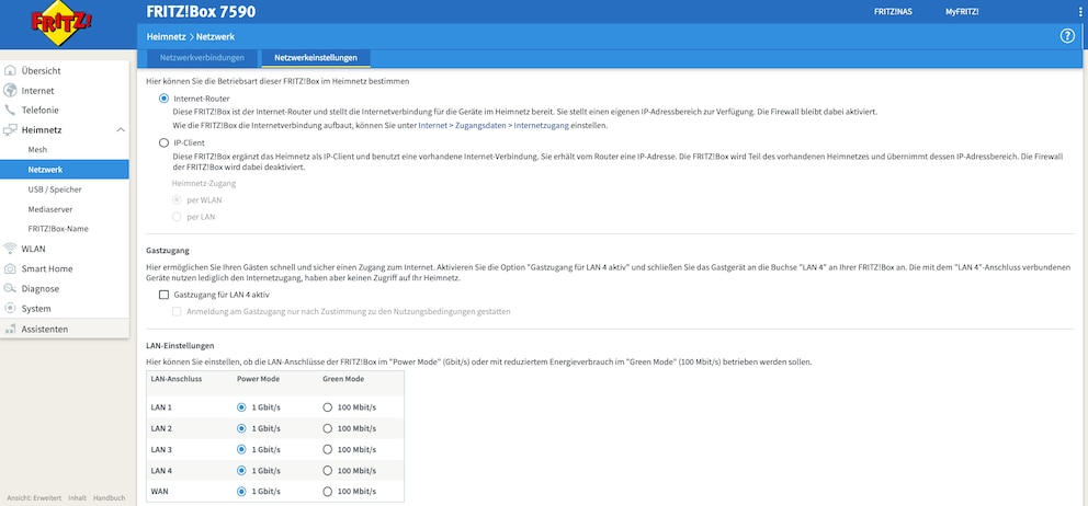 Der Power Mode der Fritzbox