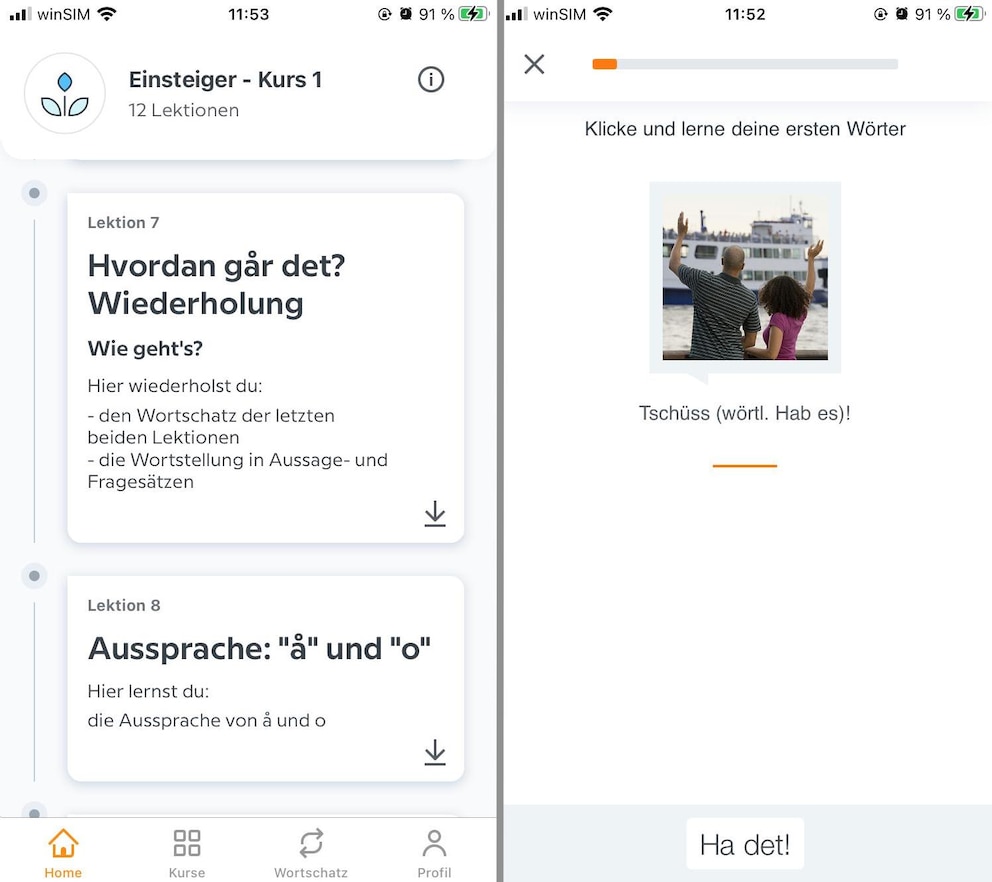 Screenshots Sprache lernen Apps Babbel