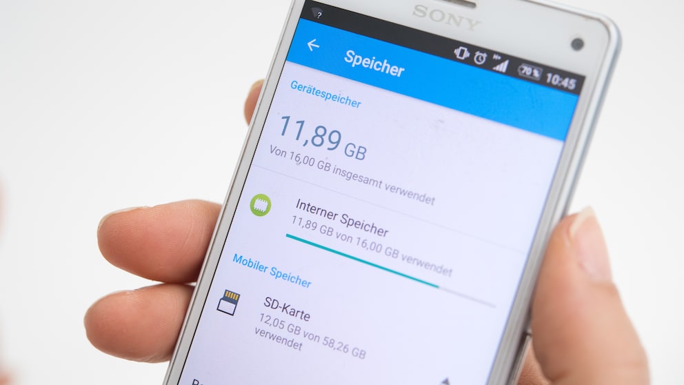 Speicher auf Smartphone von Sony