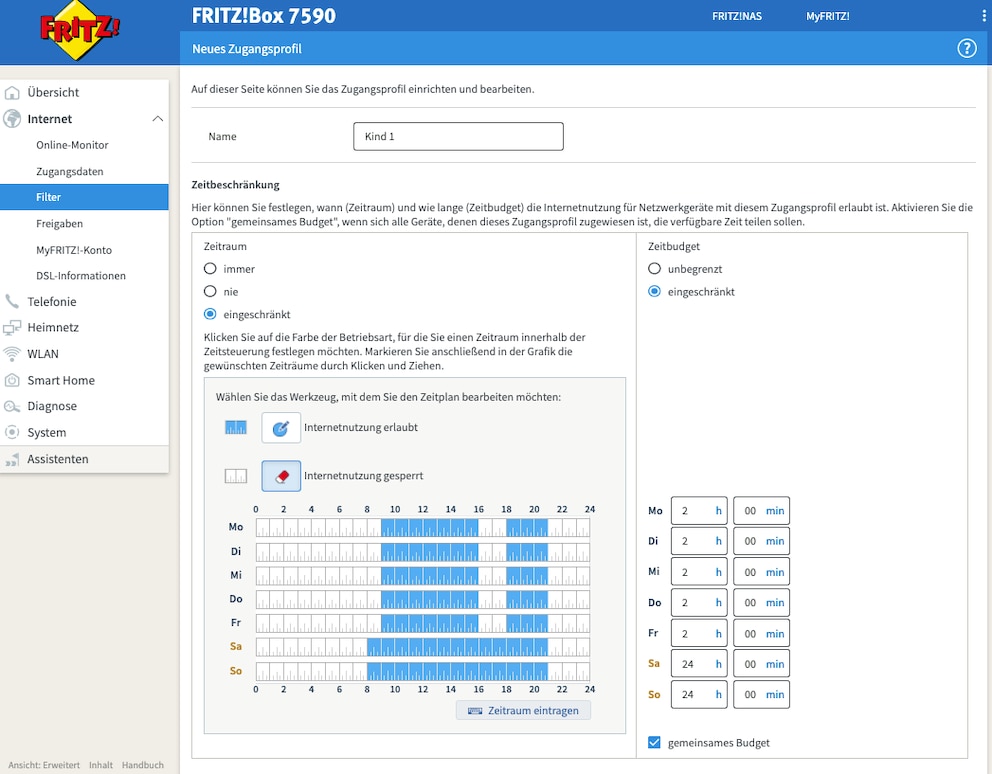 Online-Zeiten für Kinder in der Fritzbox festlegen