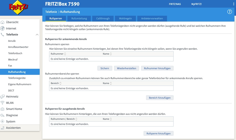 Rufsperren in der Fritzbox