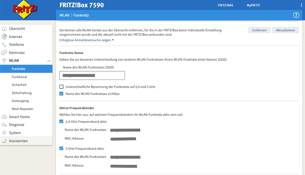 WLAN-Funknetze der Fritzbox deaktivieren