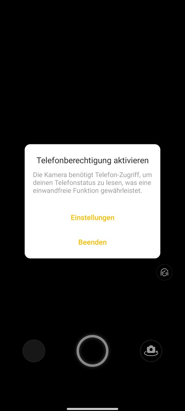 Kamera-App erfordert Telefon-Zugriff