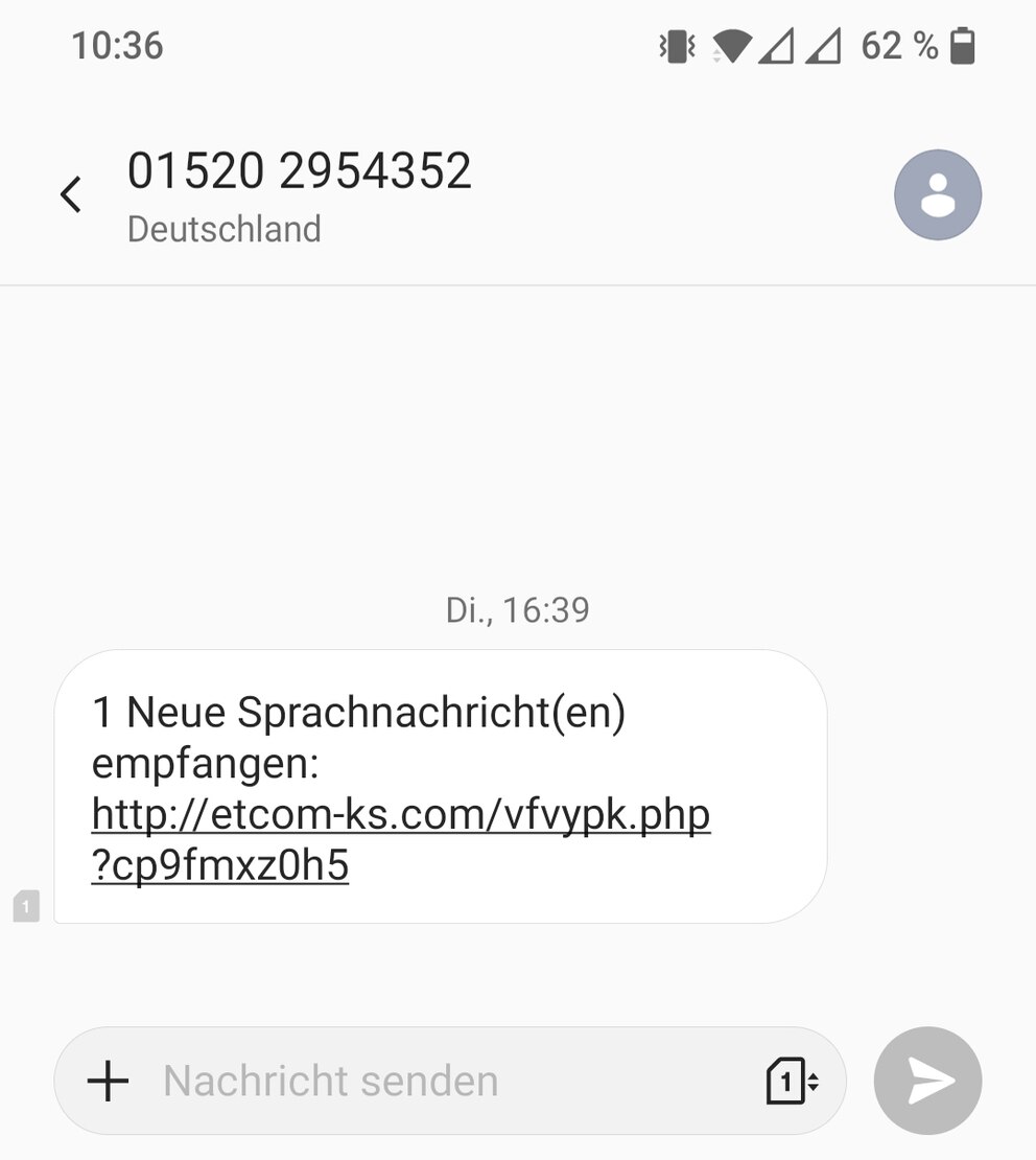 falsche Voicemail-SMS