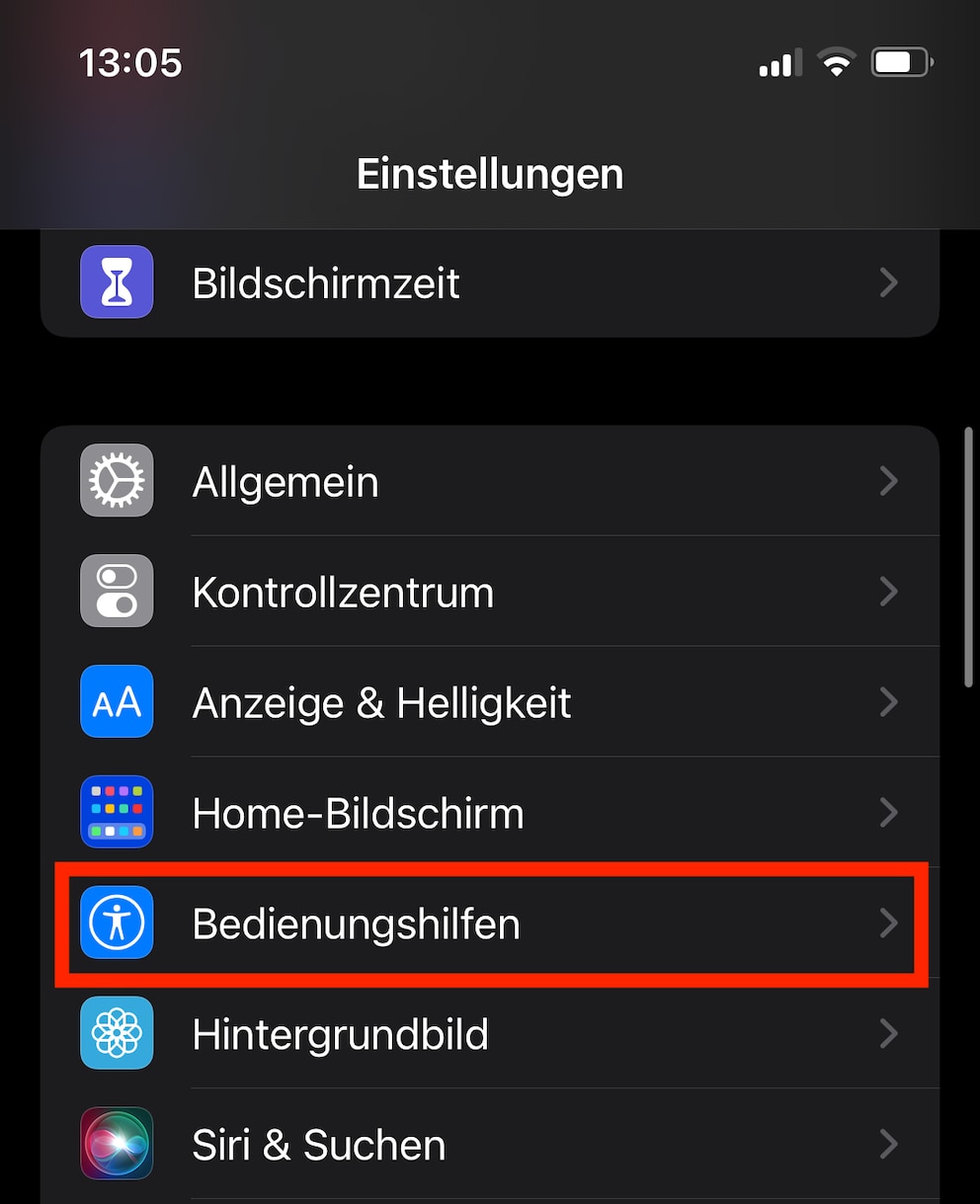 Einstellungen Hintergrundgeräusche in iOS