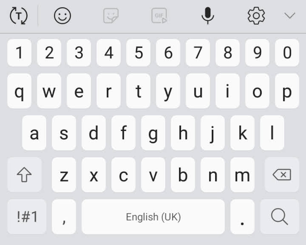 Zeichen auf der Smartphone-Tastatur von Samsung