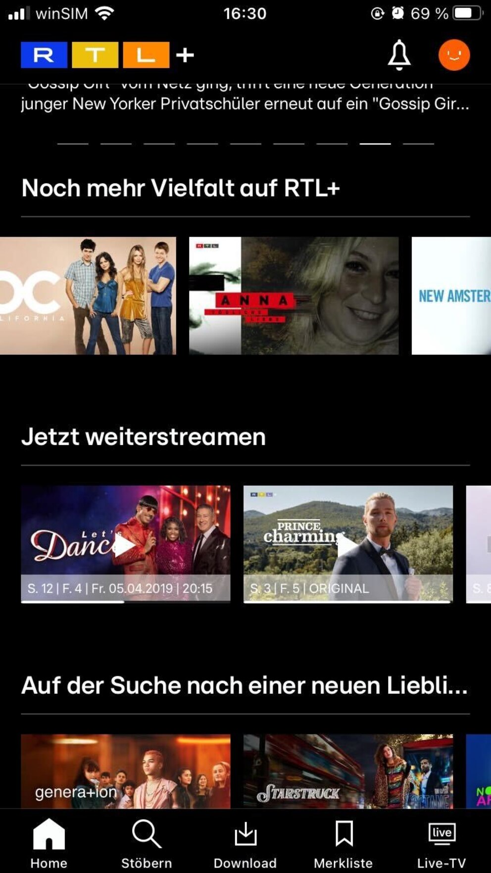 Screenshot RTL+ Mediathek