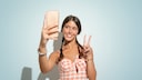 Frau macht Selfie
