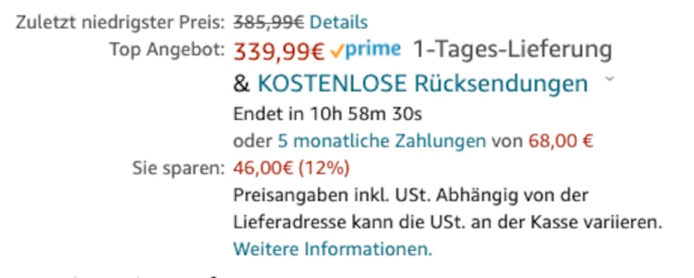 Preisangaben bei Amazon