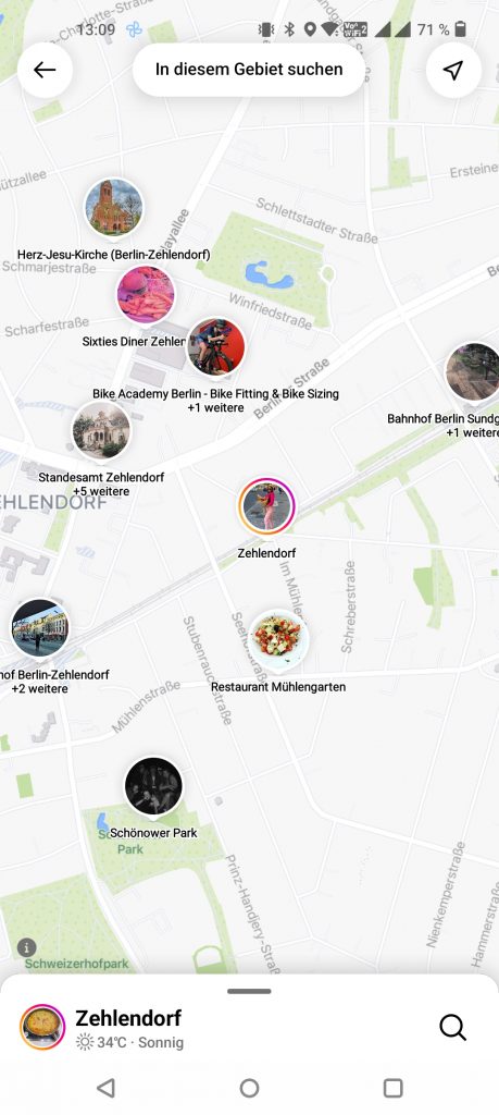 Instagram maps in the app