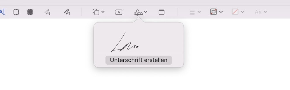 Screenshot Unterschrift schon erstellt