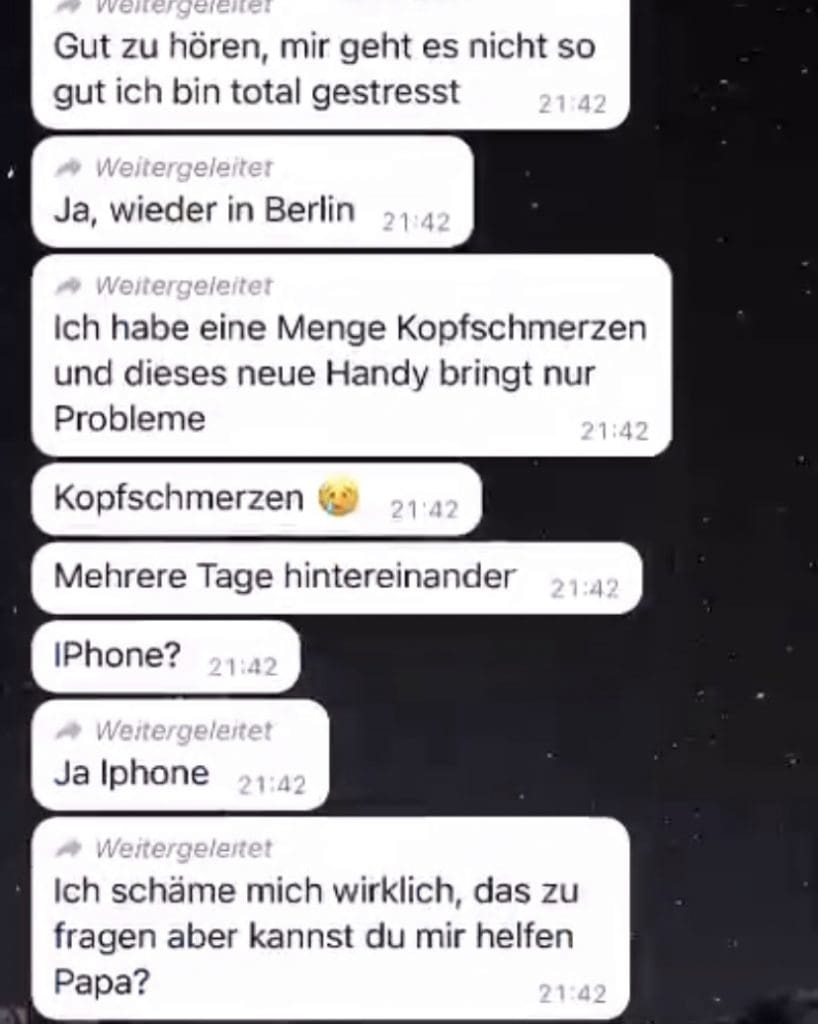 Screenshot Grandchild Scam WhatsApp Conversation