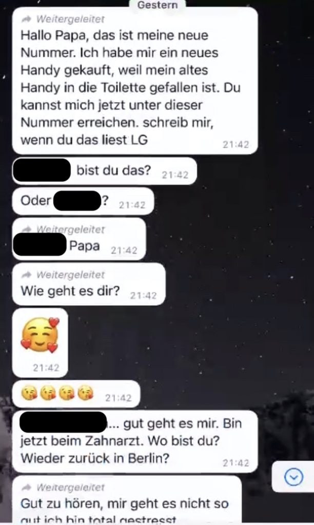 Screenshot Grandchild Scam WhatsApp Conversation