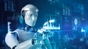 Künstliche Intelligenz von Roboter überprüft futuristische Datendarstellungen
