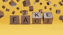 Fake or Fact, Konzept mit hölzernen Würfeln, um die Problematik von Fake News zu verdeutlichen.