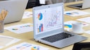 Grafiken und Tabelle auf dem Laptop