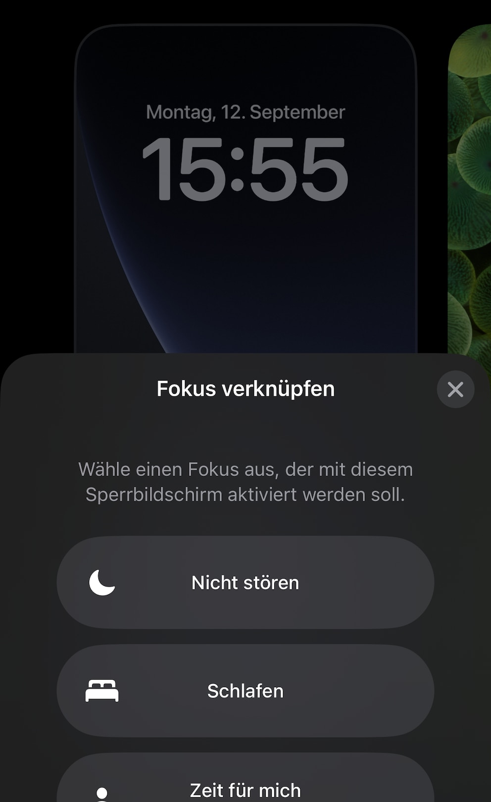 Fokus ist in iOS 16 direkt mit Sperrbildschirmen kombinierbar