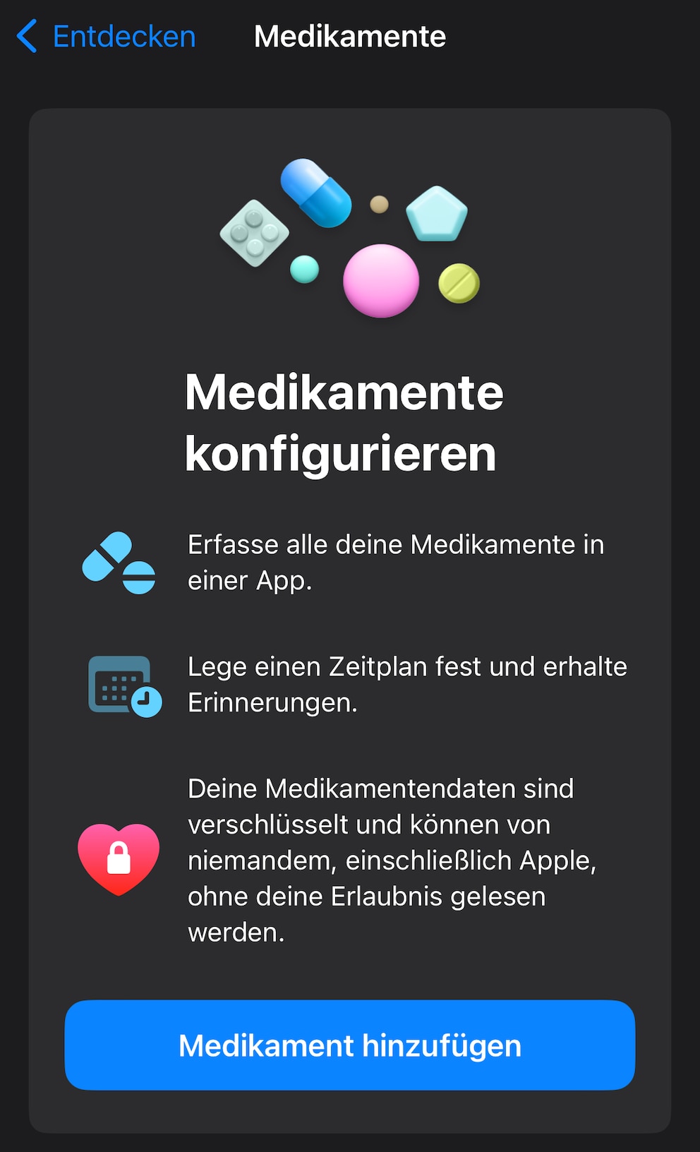 Nutzer können jetzt Medikamente in der Health-App hinzufügen