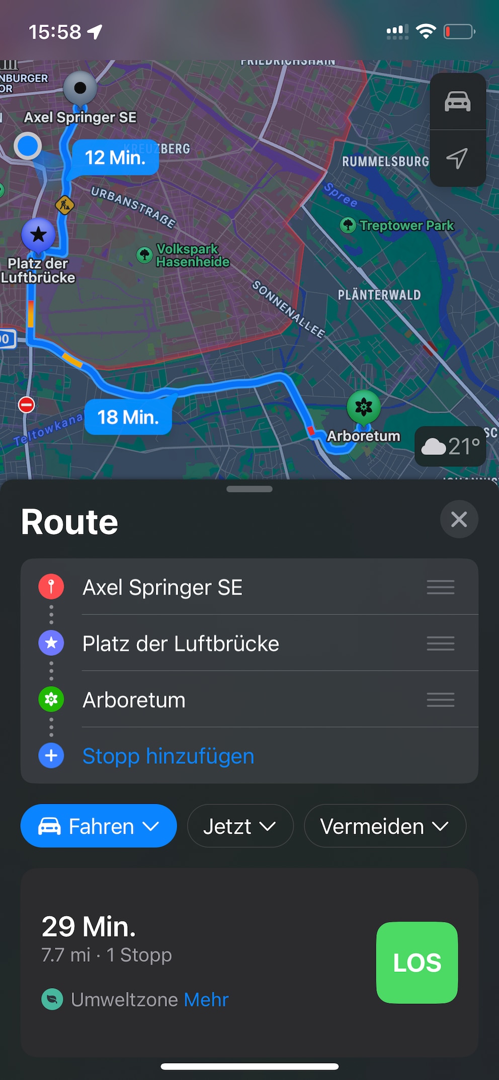 Die Karten-App unterstützt nun Stopps in der Routenplanung