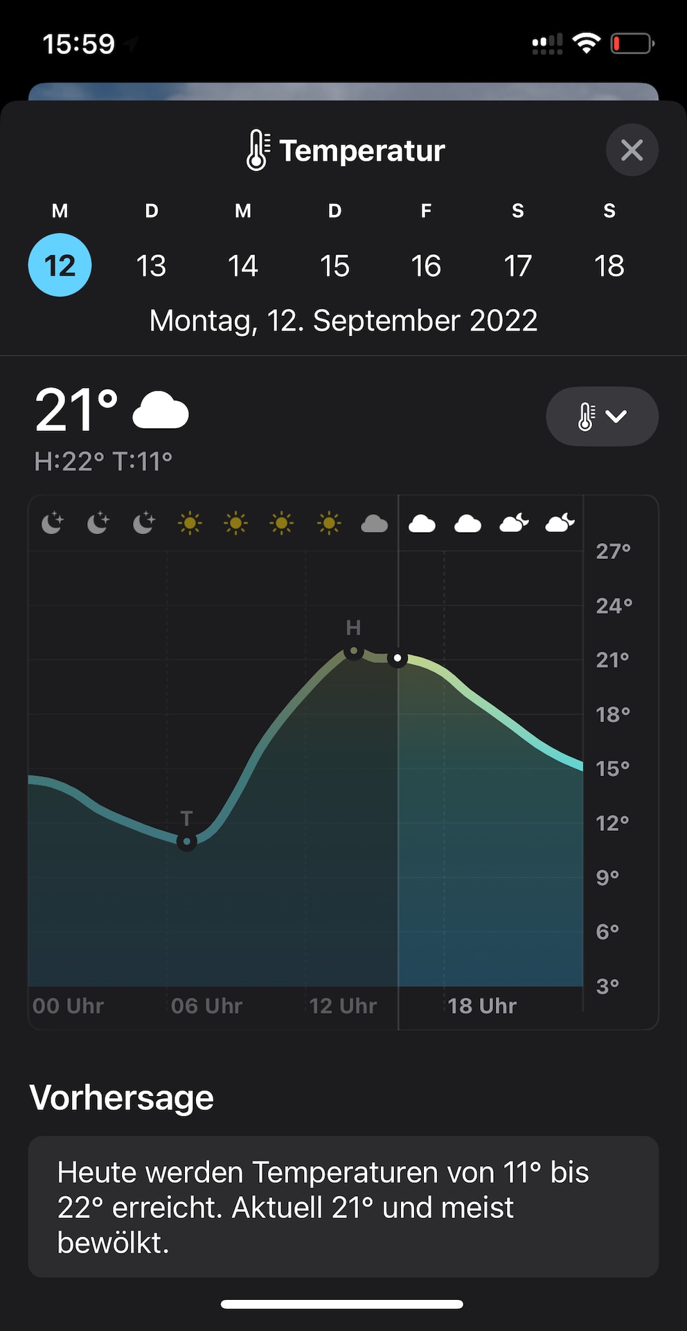 Die Wetter-App zeigt endlich mehr Informationen für die nächsten Tage an