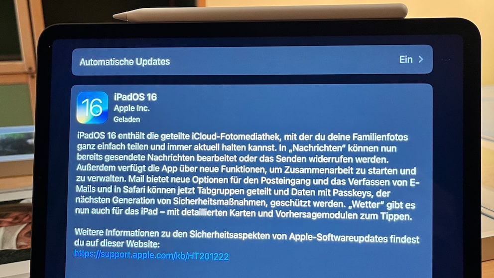 Das Update auf iPadOS 16 steht bereit
