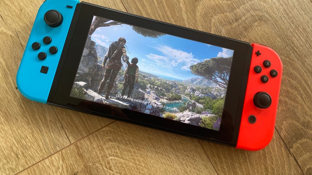 A Plague Tale Requiem Startbildschirm auf der Nintendo Switch Rot Blau