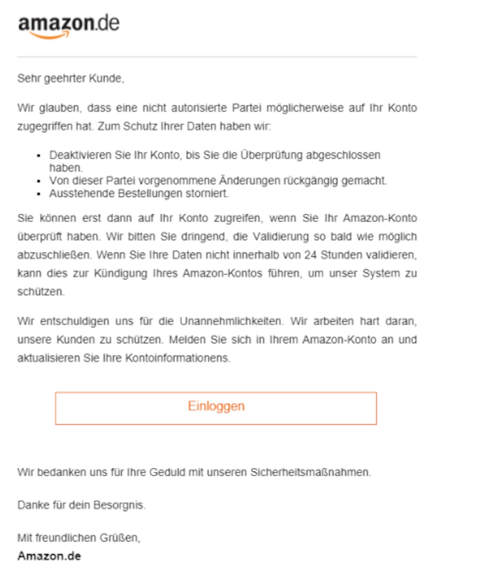 Screenshot Verbraucherzentrale Amazon Phishing Mail Betrug