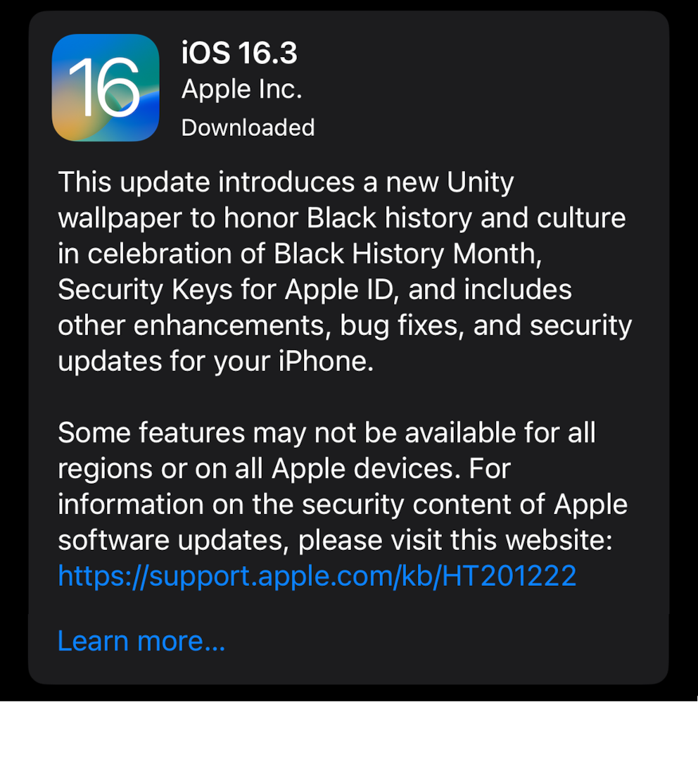 iOS 16.3 in der Update-Übersicht