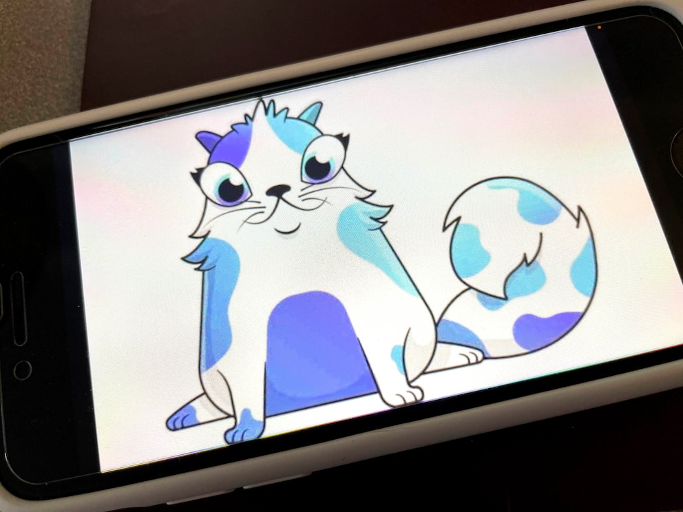 Eine CryptoKitties-Sammelkarte auf dem Smartphone