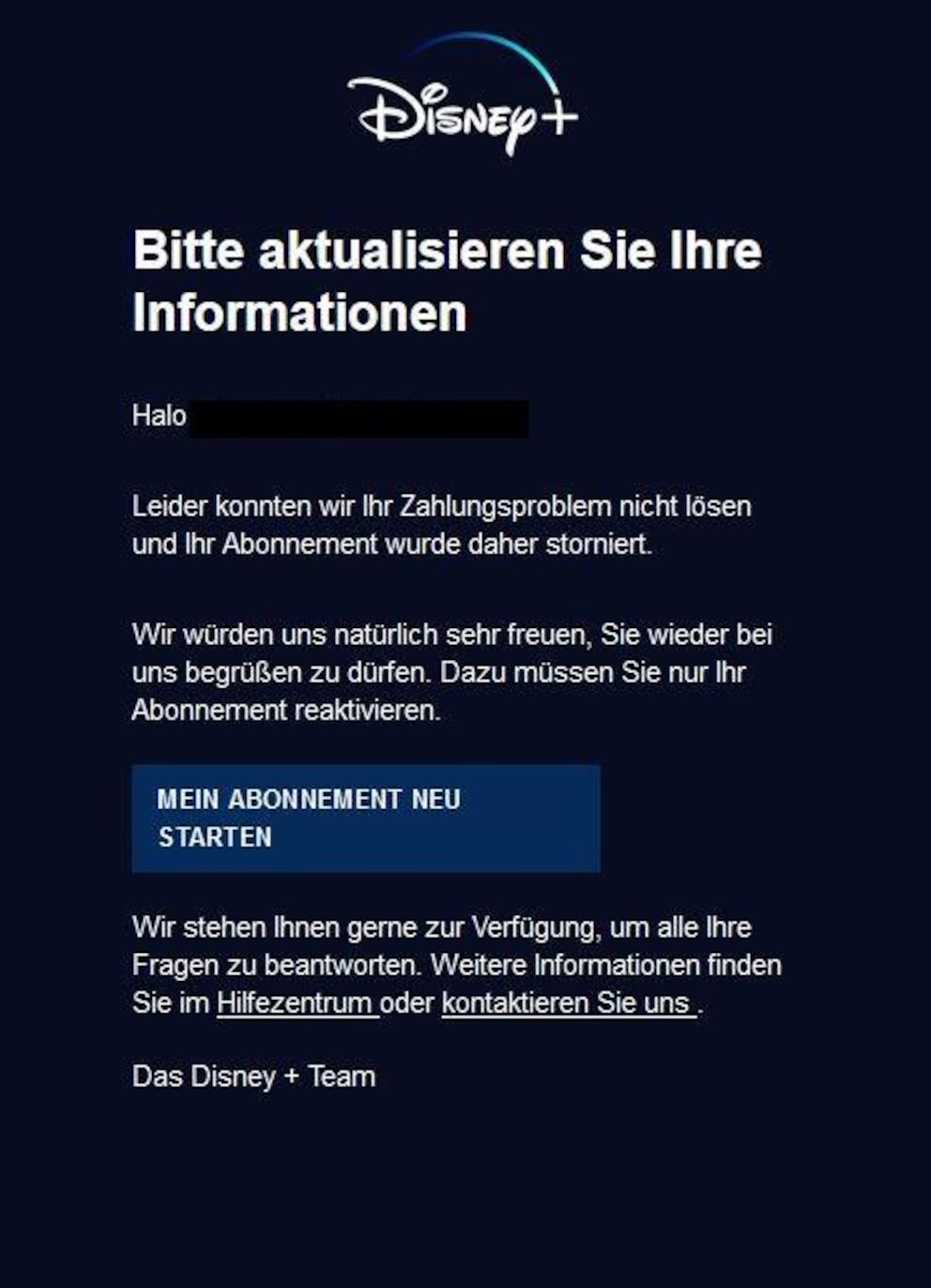 Angebliche E-Mail des Disney+-Kundenservice entpuppt sich als Phishing-Versuch