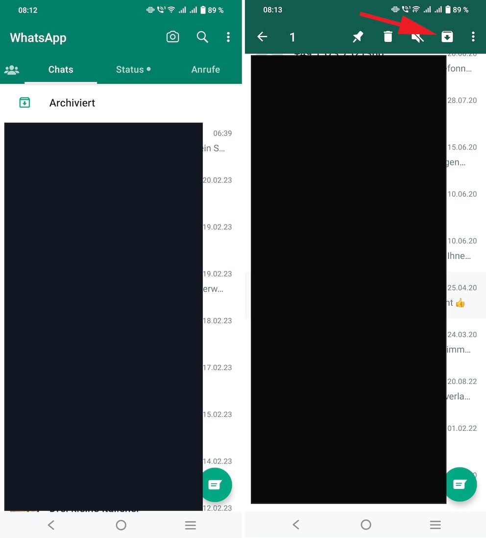 So lassen sich Chats bei WhatsApp archivieren.