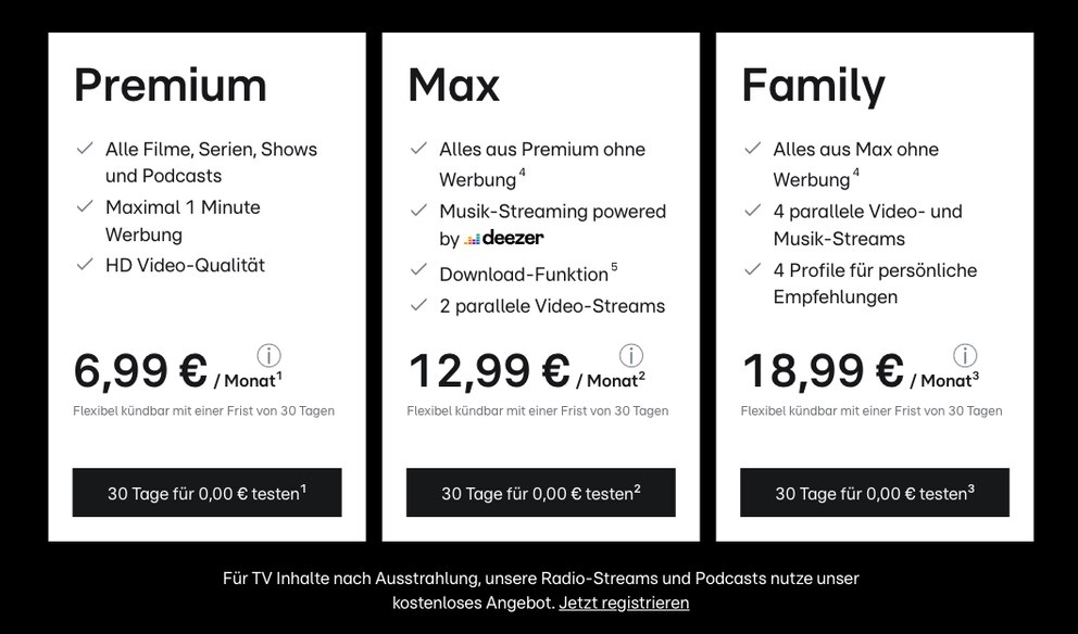 Pakete bei RTL+ ab März 2023.