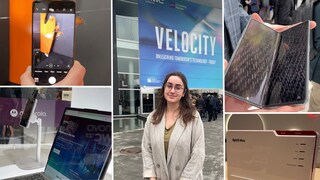 MWC 2023 Highlights Kollage Reporterin mit Xiaomi 13 Pro Kamera, Motorola rollbares Display, Fritzbox und Honor Magic Vs
