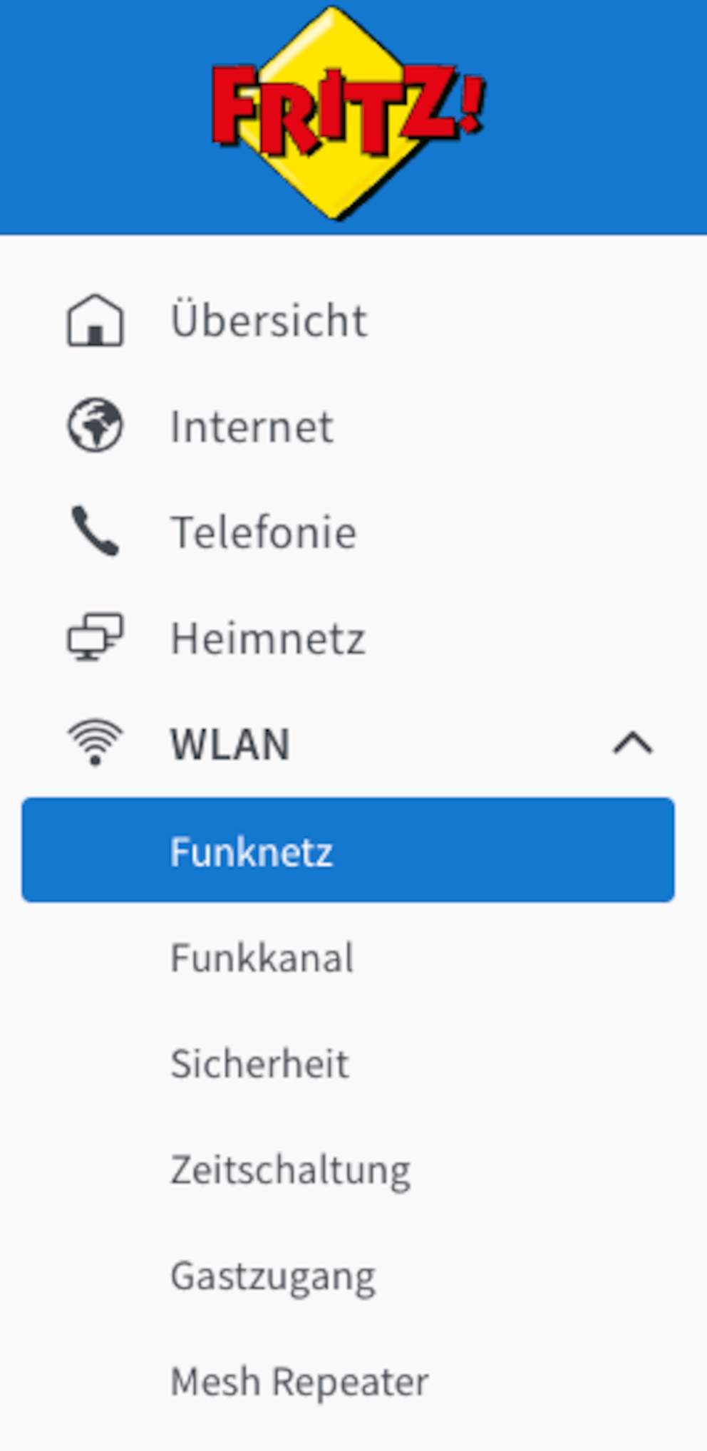 Die WLAN-Einstellungen der Fritzbox erreichen Nutzer über die linke Menüleiste. 