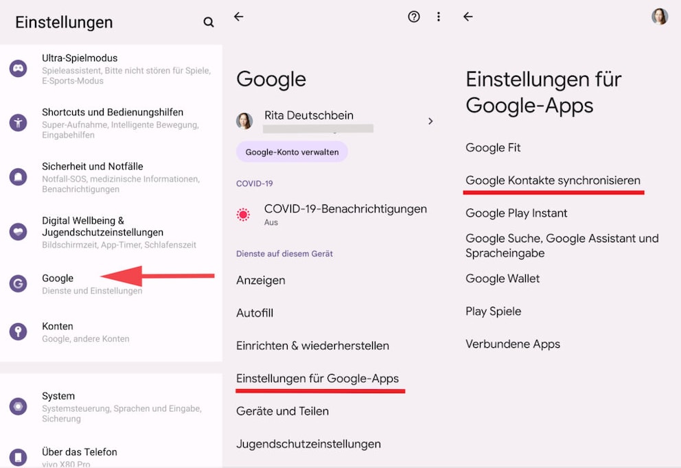 To activate contact synchronization, users need to go to the settings for Google Apps.
