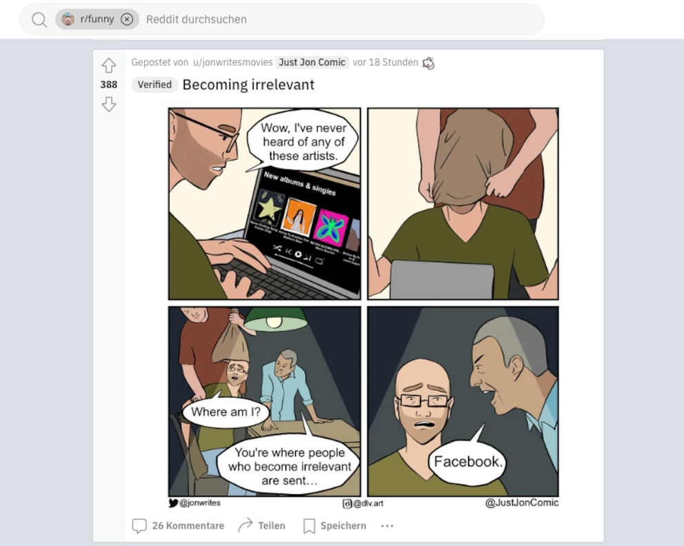 Screenshot: Beispiel-Comic aus dem Subreddit r/funny