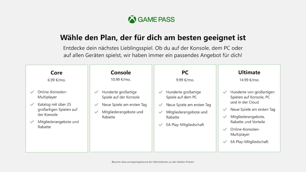 Die neuen Abo-Stufen von Game Pass nach der Überführung von Xbox Games Live