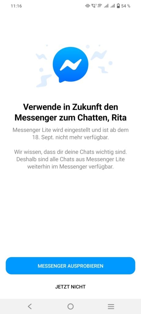 Messenger Lite will be discontinued on September 18, 2023