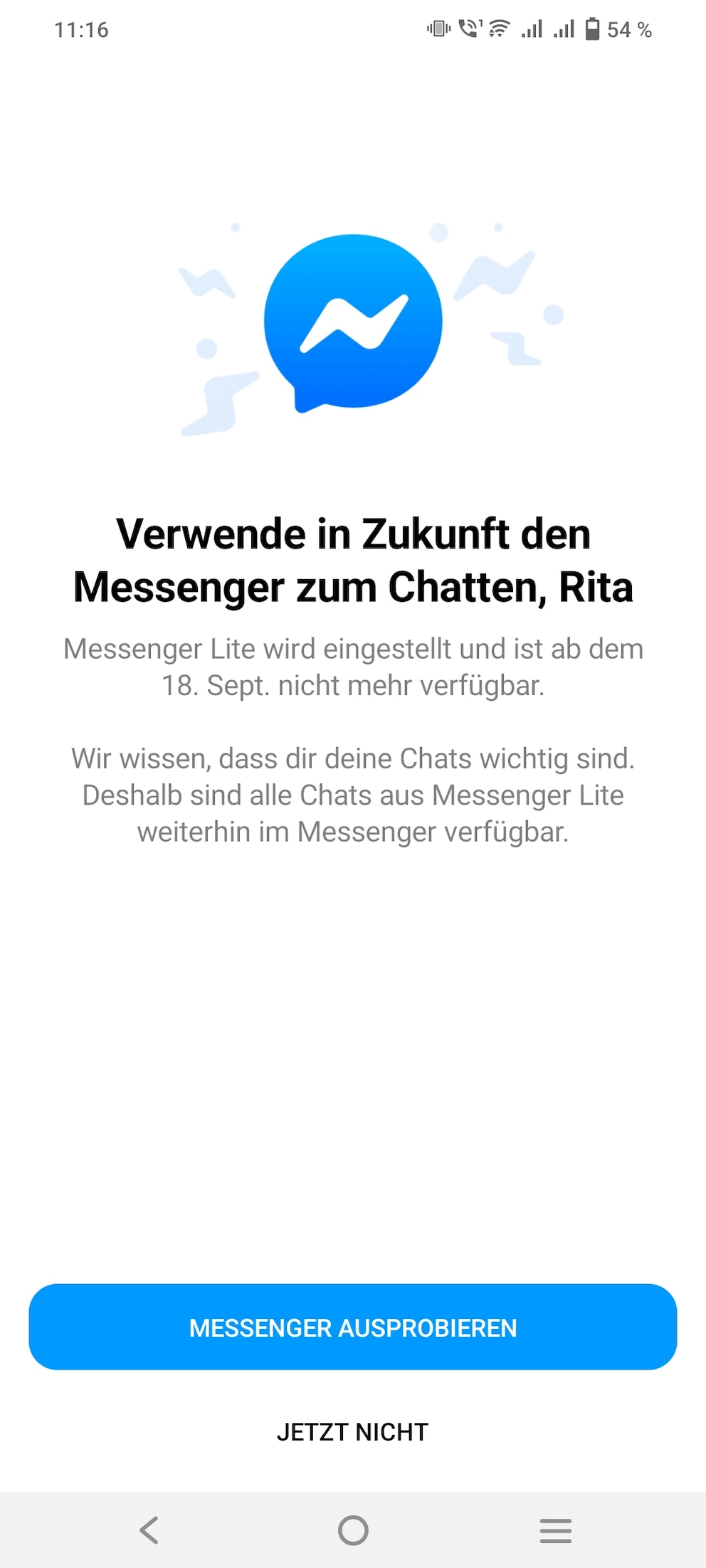 Der Messenger Lite wird zum 18. September 2023 eingestellt