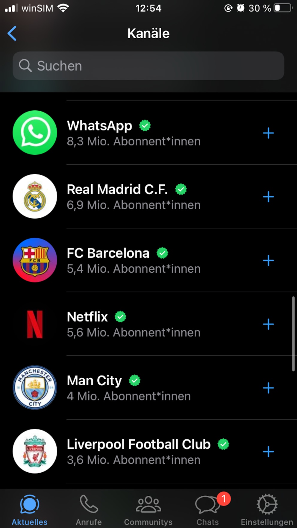 WhatsApp Kanäle hinzufügen Screenshot