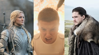Serien teuer Collage: Szenen aus Ringe der Macht, Stranger Things, Game of Thrones