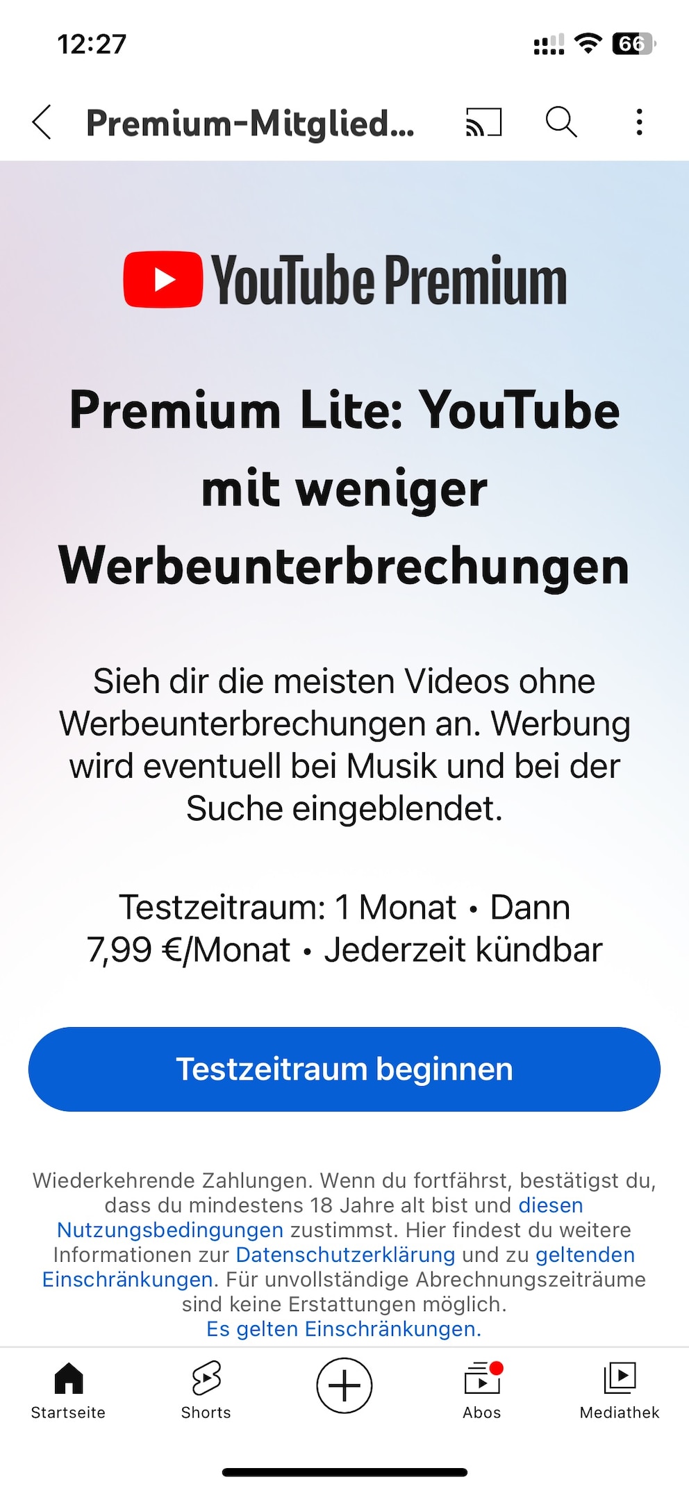 YouTube Premium Lite buchen – auf dem iPhone kein Problem.