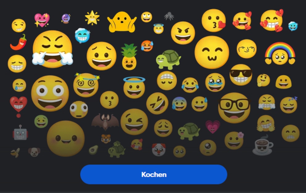 In der Emoji Kitchen lassen sich zwei Emojis zu einem neuen verschmelzen.