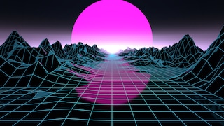 Raytracing Symbolbild: Landschaft in Raster-Optik