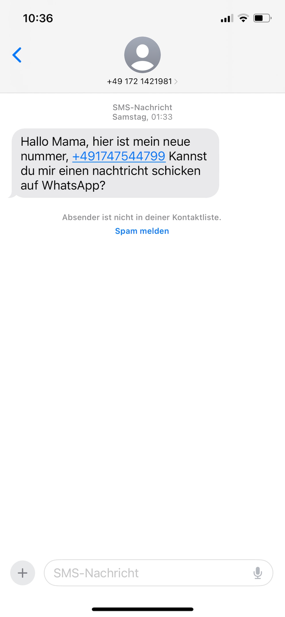 Enkeltrick WhatsApp SMS Nachricht
