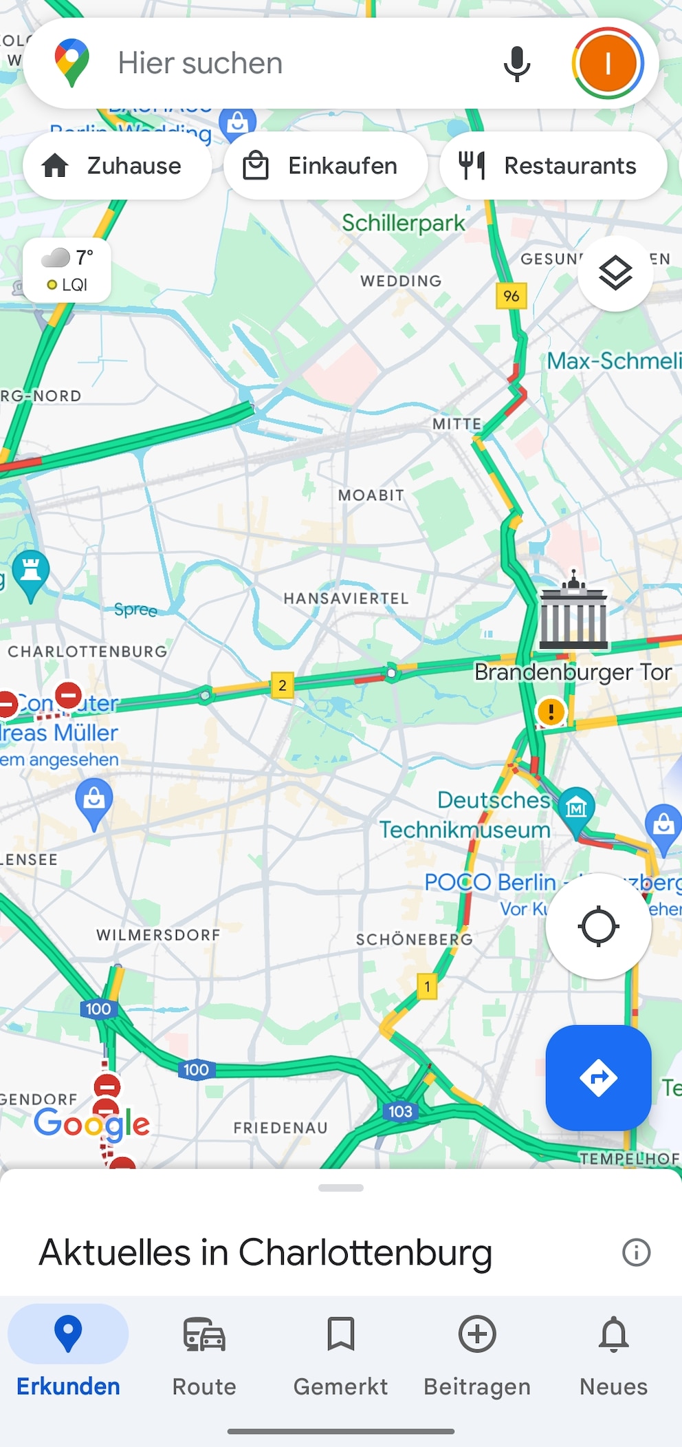 Neues Google Maps mit Straßenlage