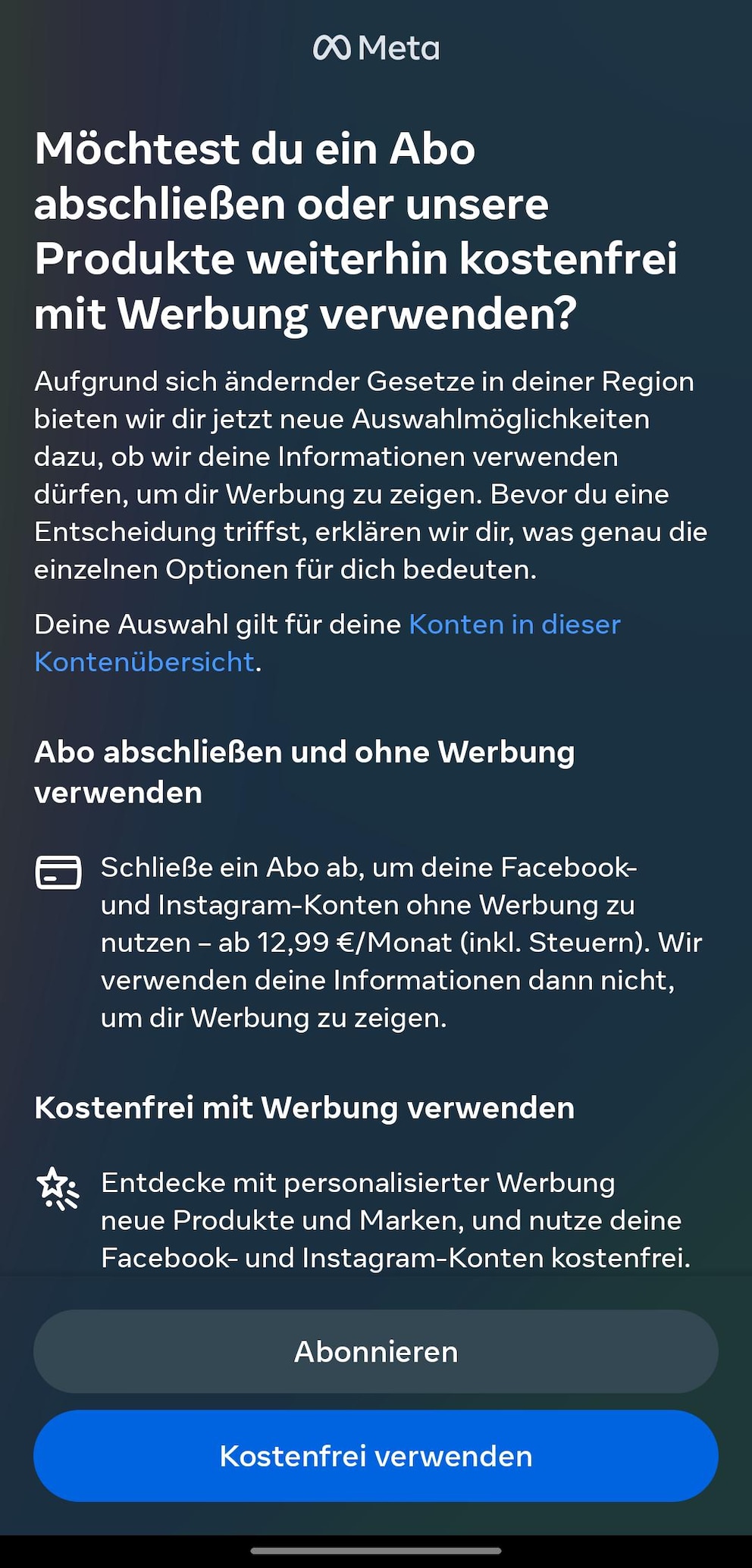 Neue Abo-Optionen bei Meta